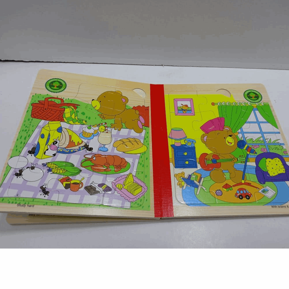 تنميه مهارات كتاب بازل خشب  كود 820-38 عدد القطع بالكرتونة 100