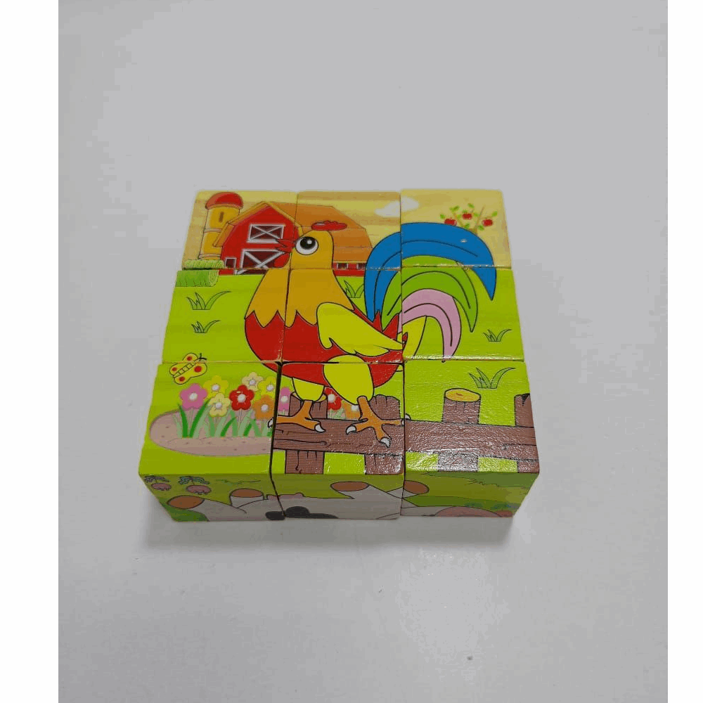 تنميه مهارات بازل مكعبات خشب 9 قطعه كود820-10 عدد القطع بالكرتونة 120