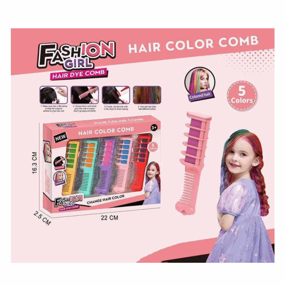 مكباج طقم مشط تلوين شعر 5قطع