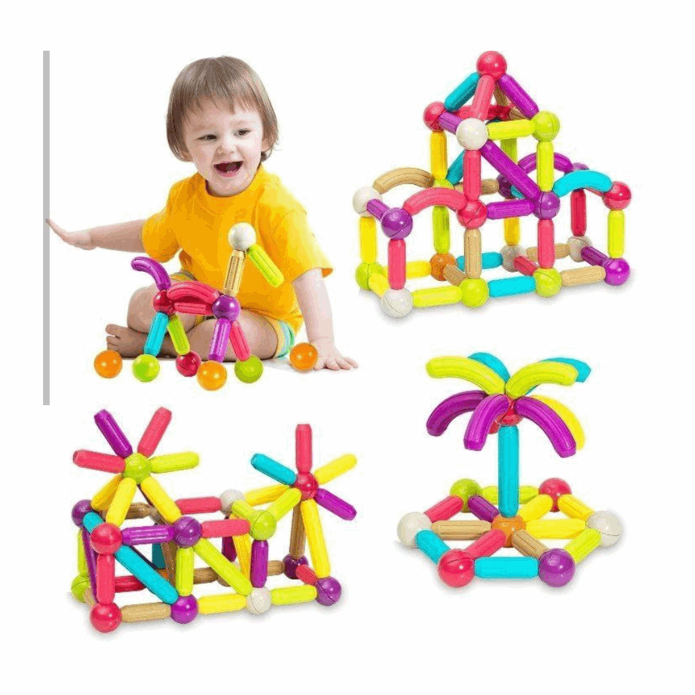 تنميه مهارات تركيبات مغناطيسيه فى بوكس بلاستك 128 قطعه كود 066