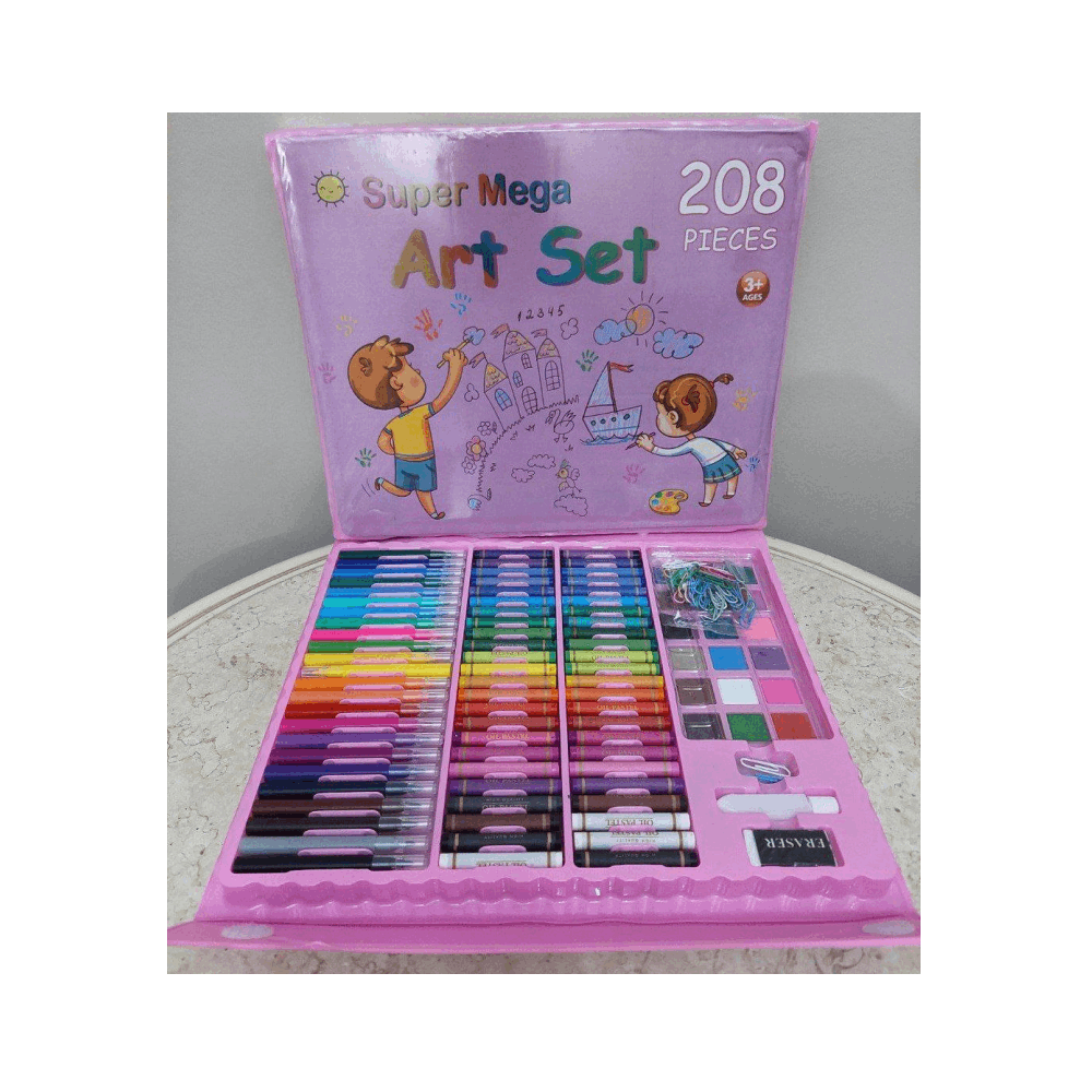 تنميه مهارات علبه الوان 208 قطعه لون بينك