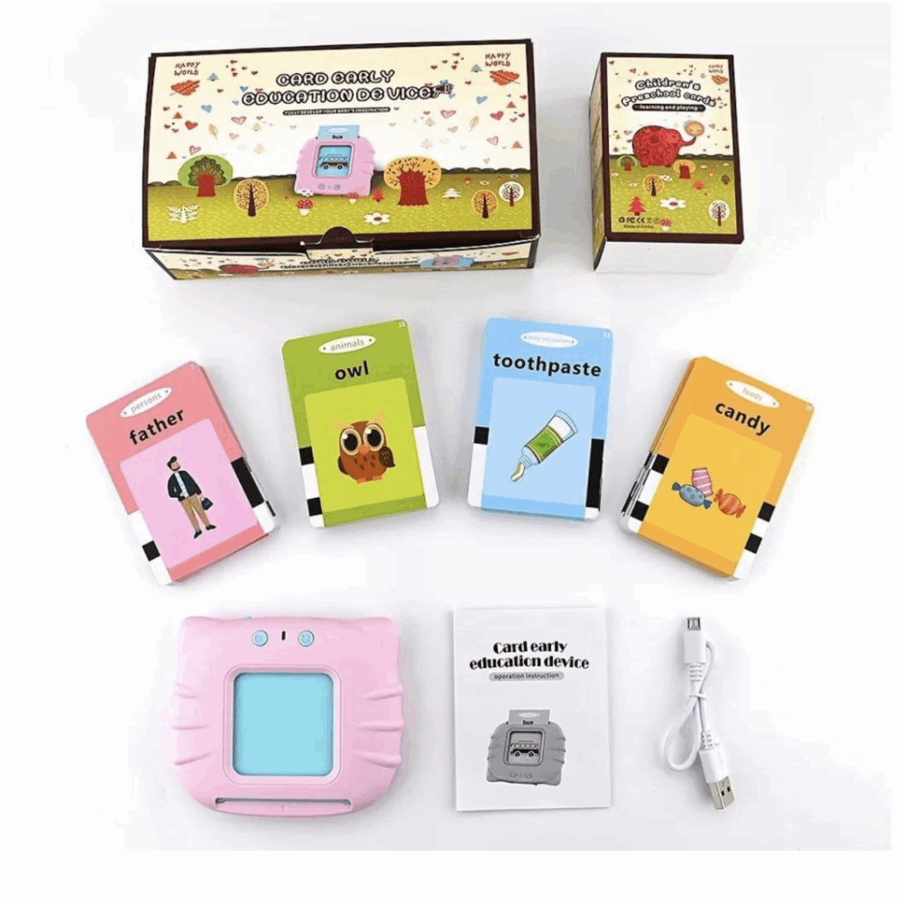 تنميه مهارات قارئ الكروت عربى انجليزى عدد224كارت كود139لون بينك