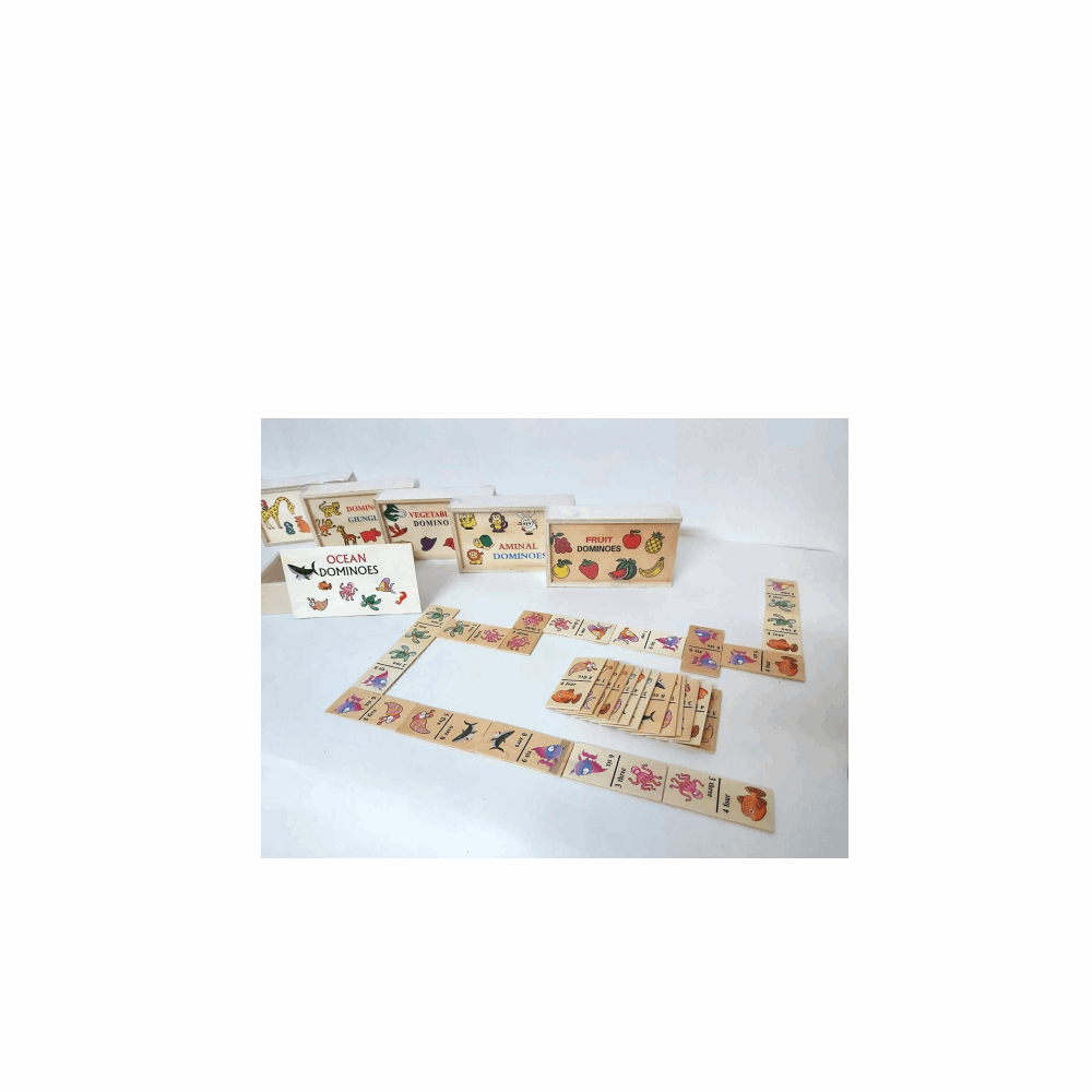 تنميه مهارات دومينو حيوانات خشب